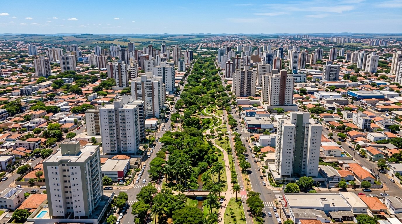 Rua arborizada e pacata em bairro residencial de Presidente Prudente